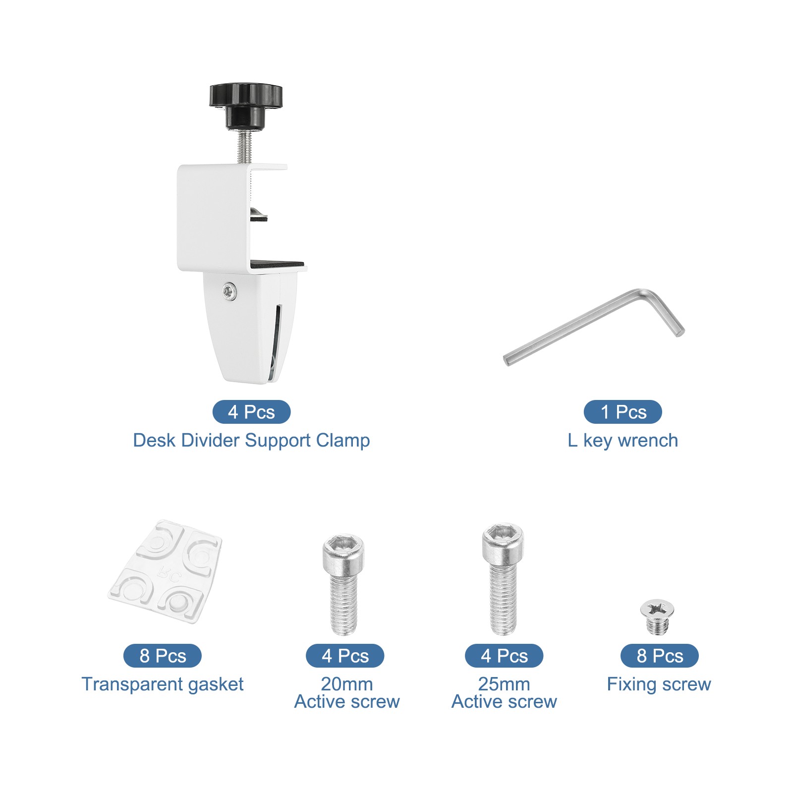 4Pcs Adjustable Desk Divider Partition Clips, Sneeze Guard Support, White