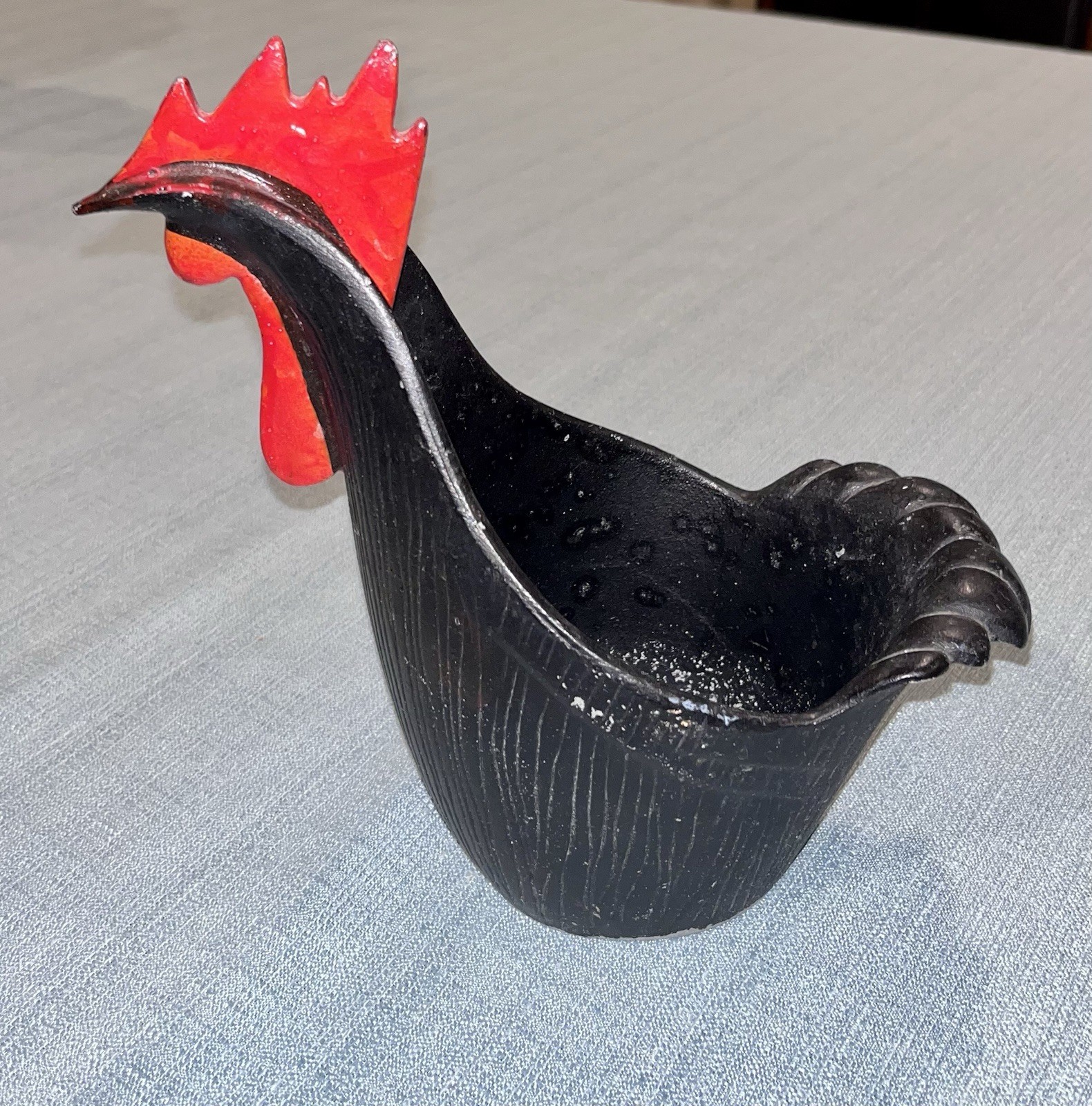 Vtg RARE Cast Iron ROOSTER Planter Ladle Dish EMIG 1367 MCM Farmhouse Country