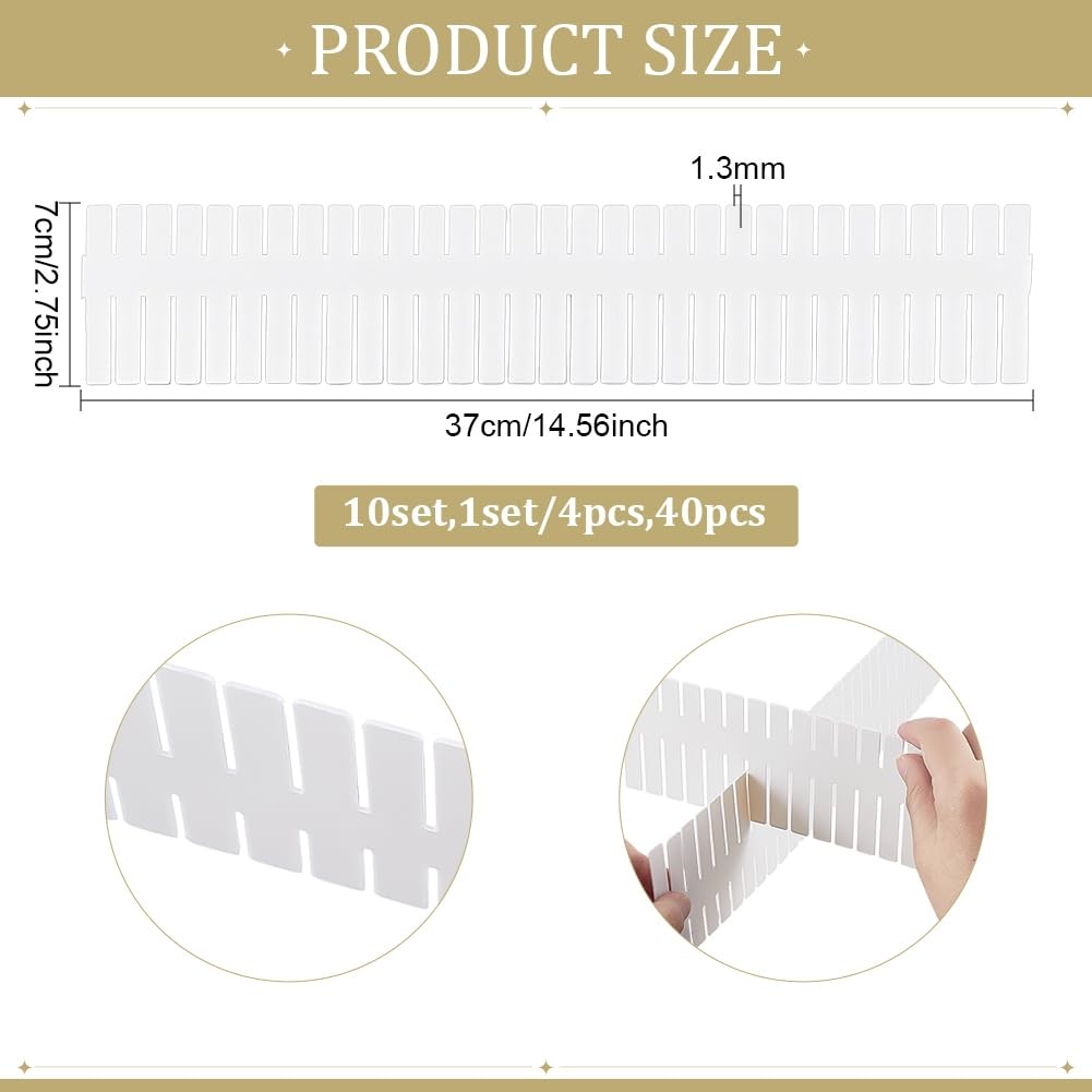 40pcs Drawer Dividers Adjustable Drawer Organizer White Drawers Separators Dr...