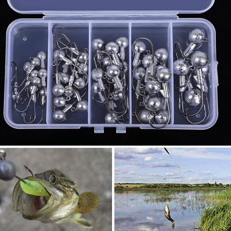 25x Jig Head Fishing Hooks Soft Lure Fishing Tools Carbon Steel Antirust Reuse