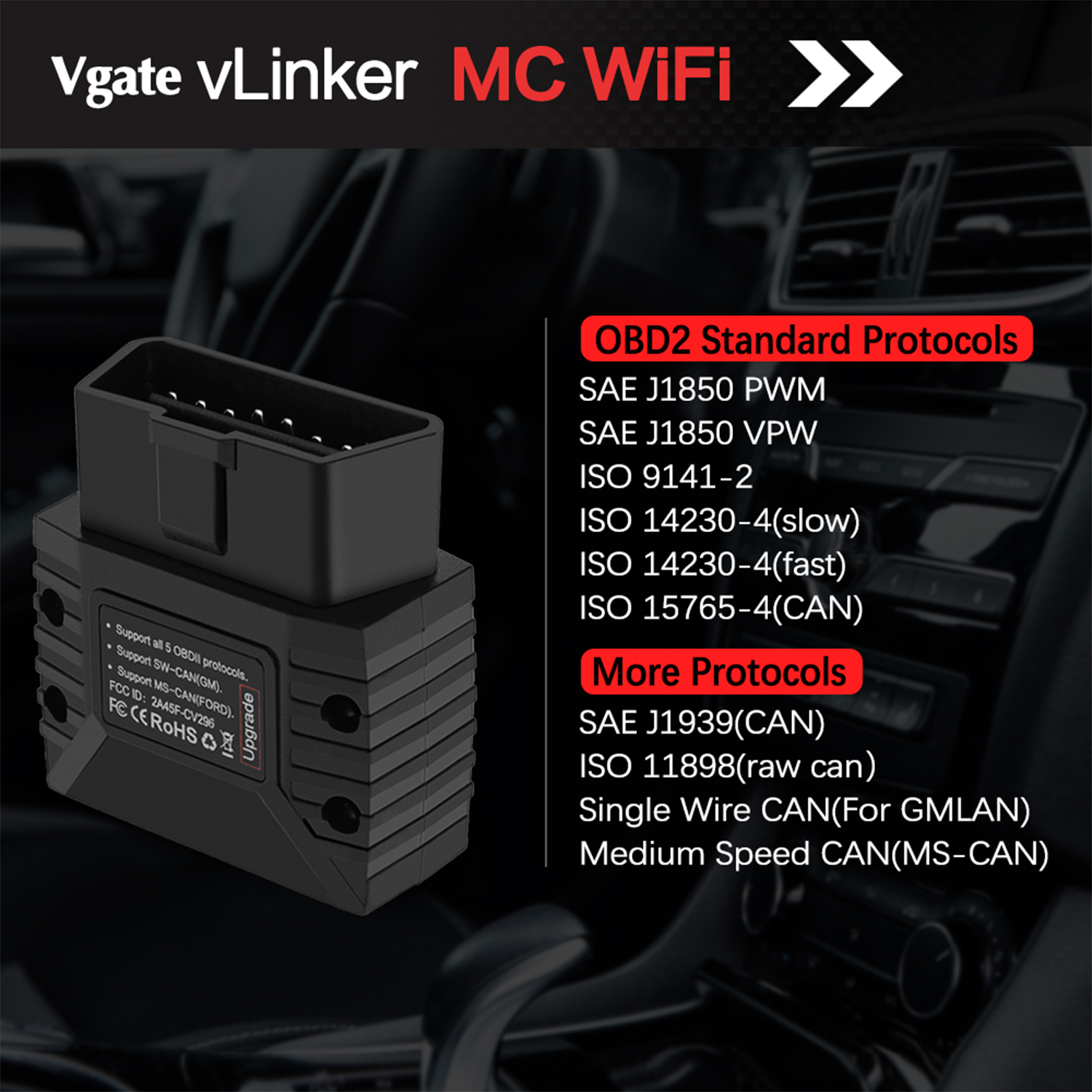 Vgate vLinker MC WiFi ELM327 Car OBD2 Scanner Diagnostic Code Readers Android