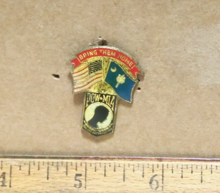 US Flag with South Carolina  Flag POW*MIA Pin