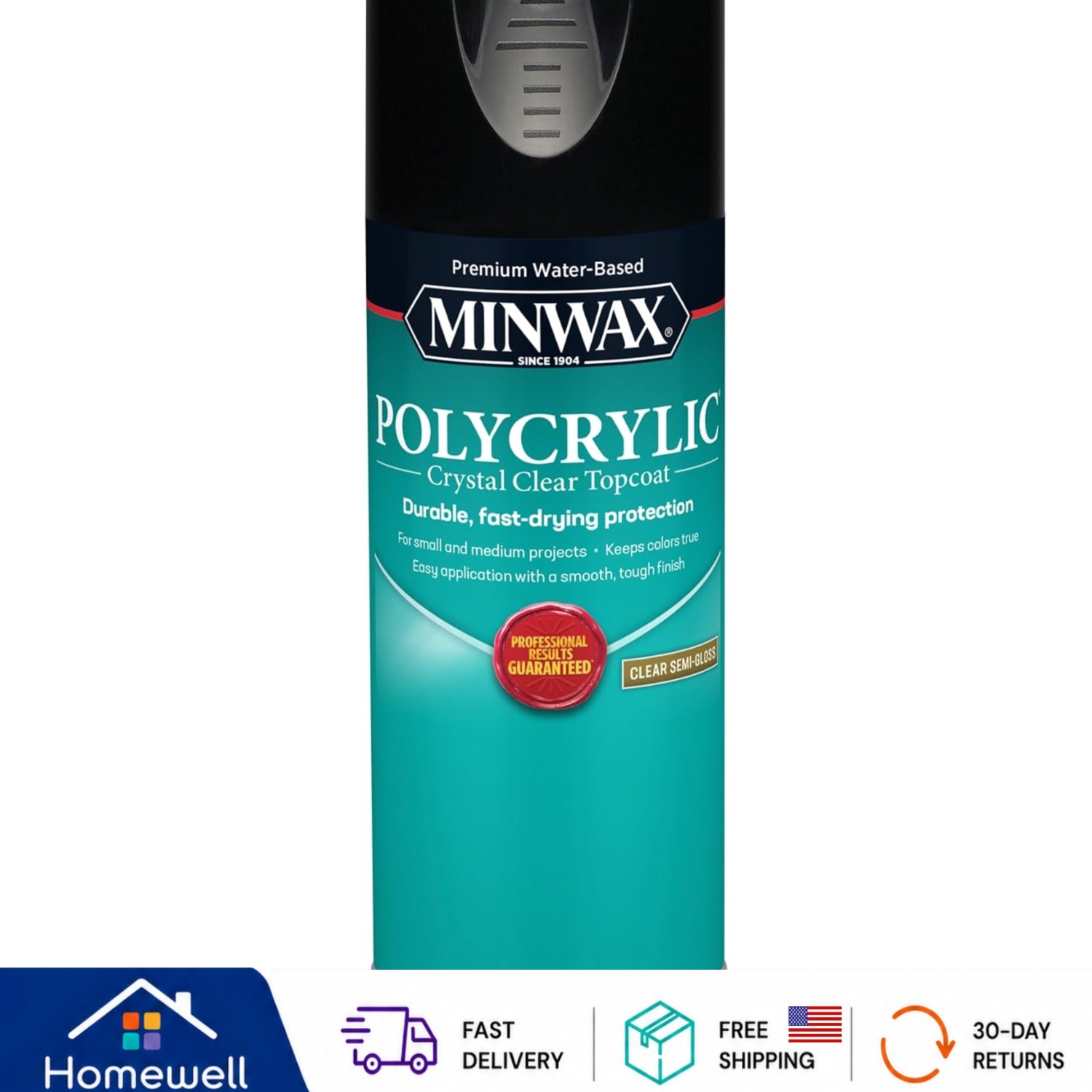 11.5 oz Polycrylic Clear Semi-Gloss Protective Finish - Fast-Drying & Easy Clean