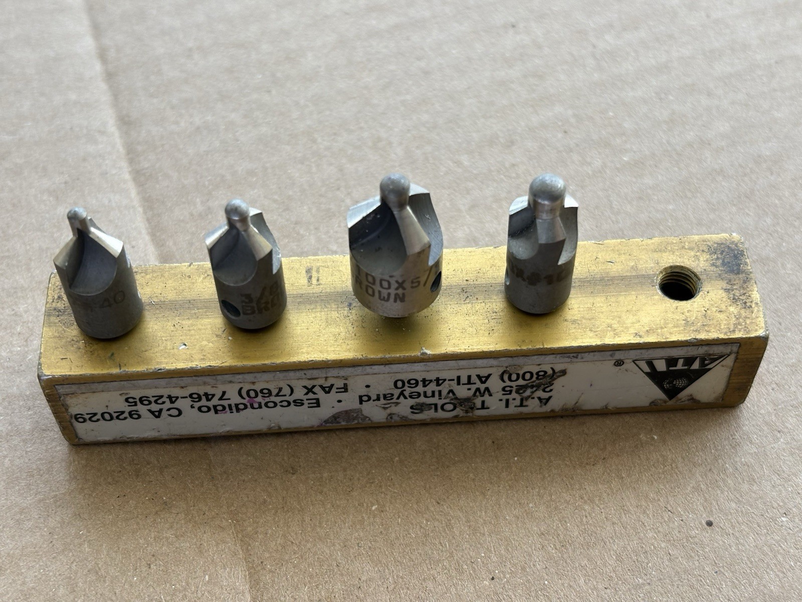 Brown Tool 4pc Aircraft Tool Countersink Bits w/holder US Army Overstock