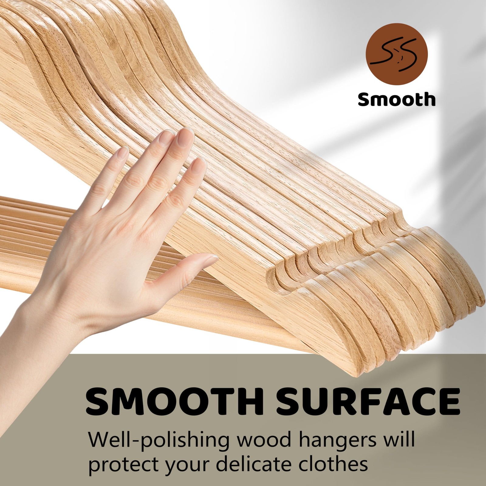 Wooden Hangers 20 Pack, Durable Wood Hangers with 360° Swivel Hook & Notches,...