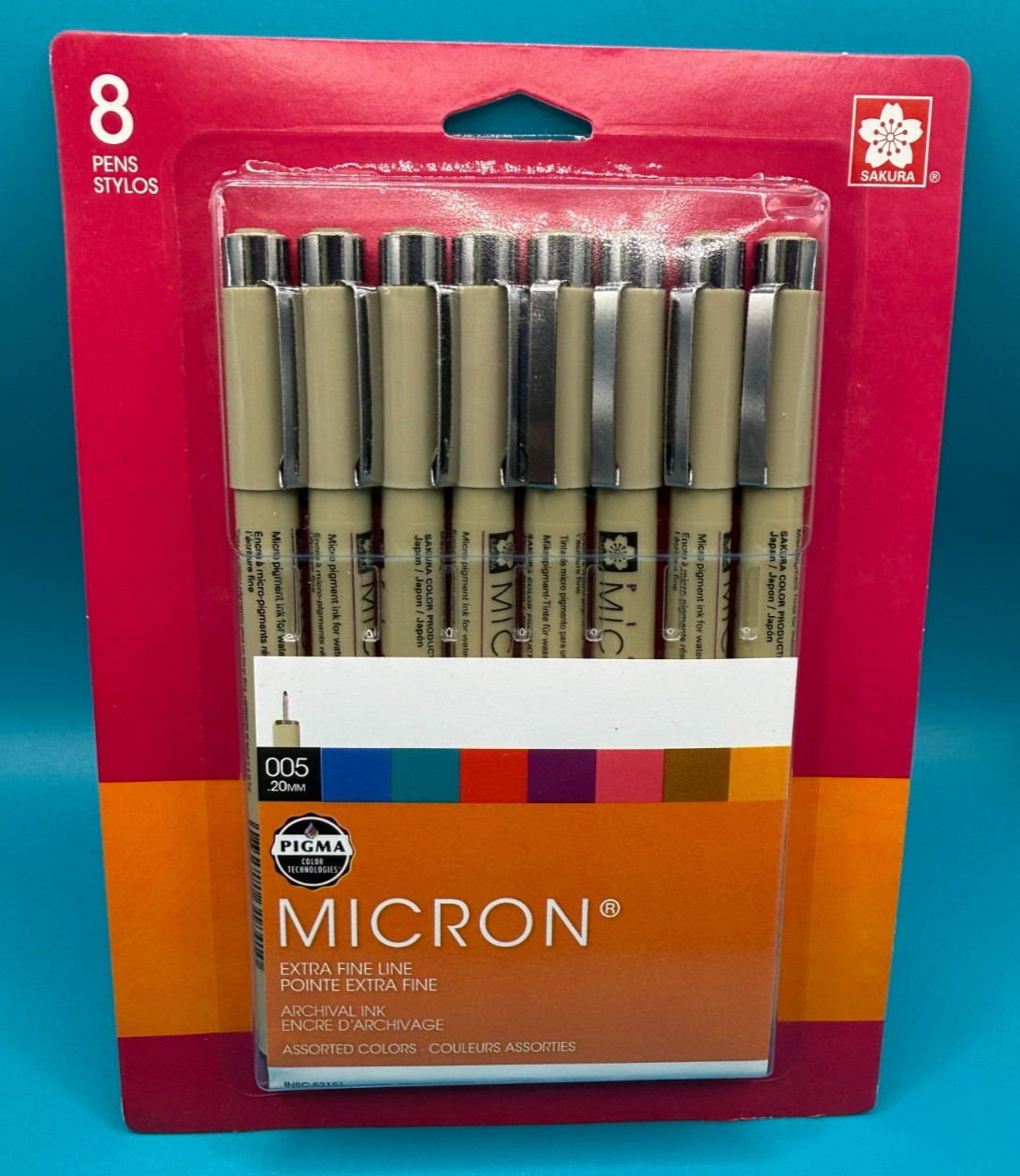 PIGMA MICRON 8 PENS EXTRA FINE .20MM ASSORTED COLORS (52151)