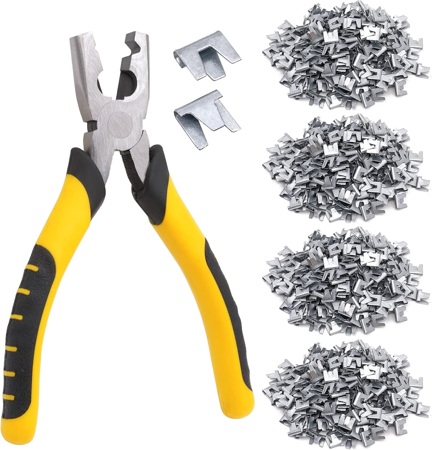 1200pcs Wire Cage Clips with Hog Ring Pliers Fencing Plier Snap-Ring Pliers Hog