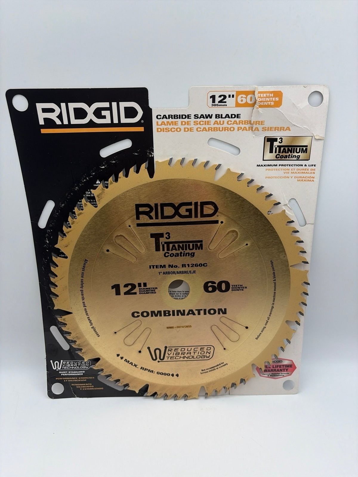 RIDGID R1260C Carbide-Tipped Saw Blade - 12 inch/60 teeth - Titanium Coating New