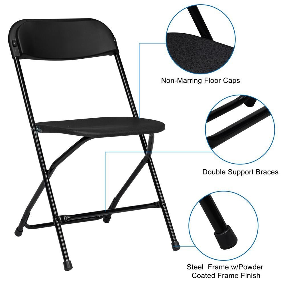 6PCS Wedding Party Event Quality Commercial Plastic Stackable Fold Chairs Black