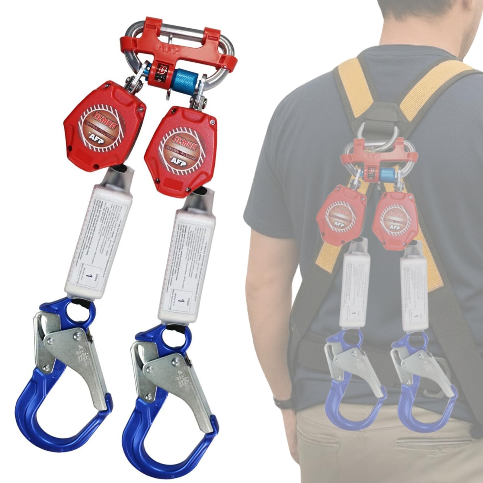 Demon 6 Foot Double Web Leg Self Retracting Lifeline Safety Yoyo, Shock Pack ...