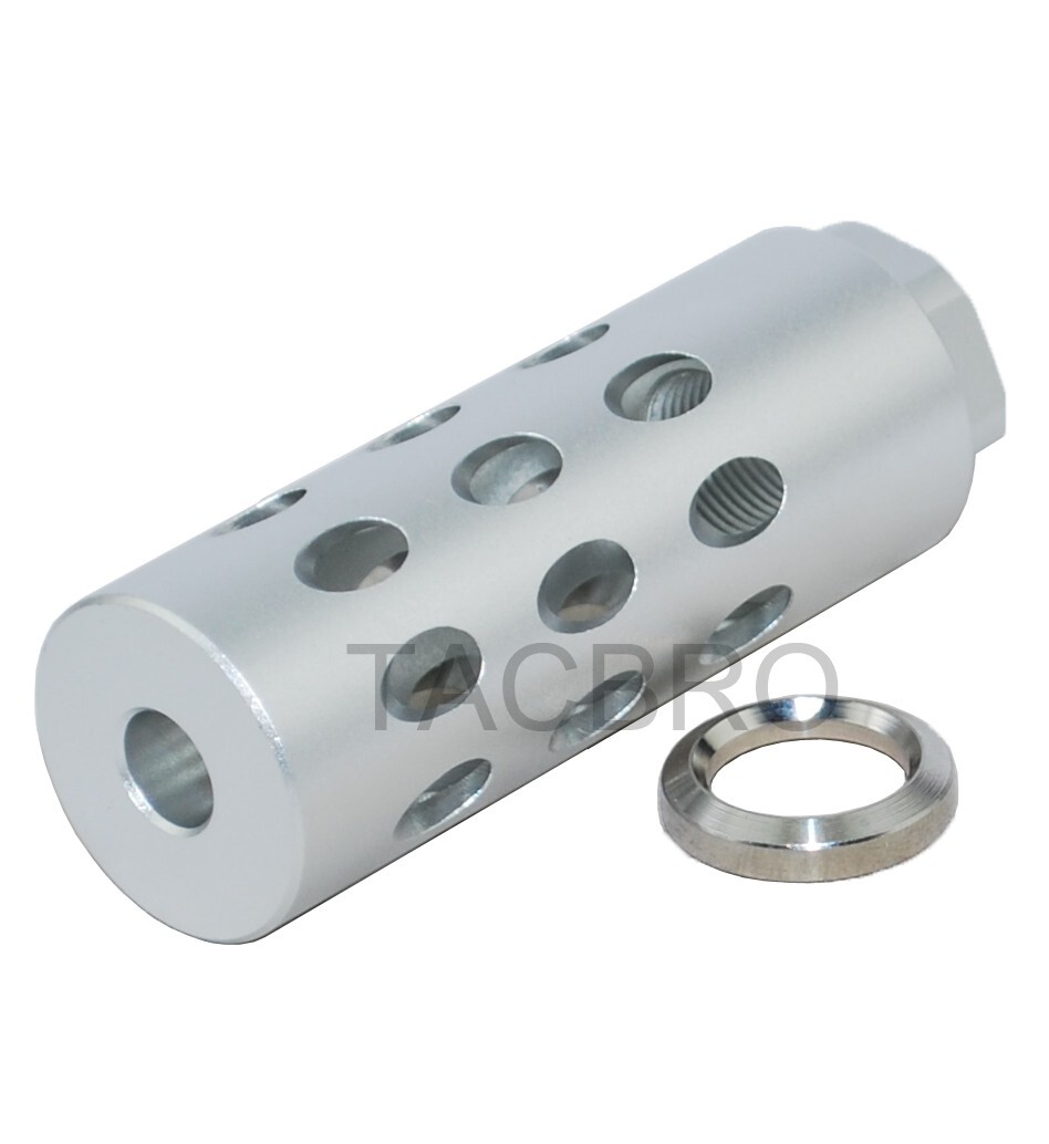 .308 Silver Anodized Aluminum 5/8x24 Muzzle Brake for 308