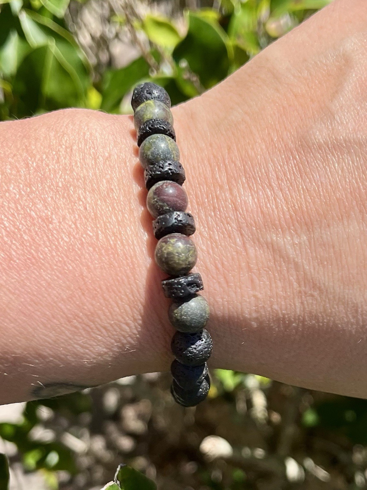 Dragon Blood Jasper & Lava Rock Bracelet, 8mm