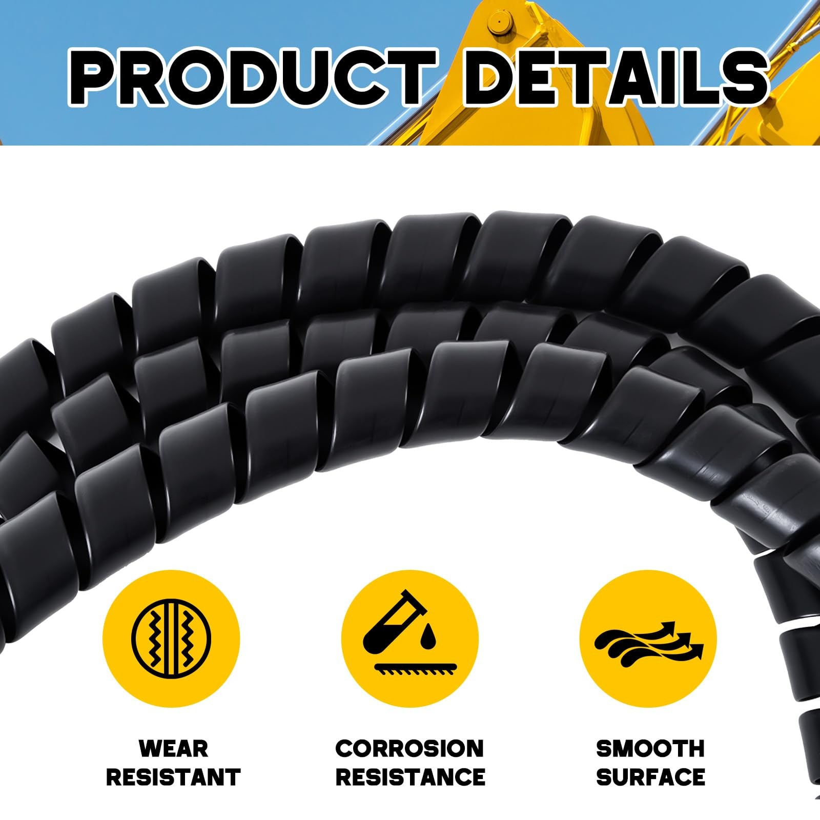 Innconee 1 Pcs Spiral Wrap Cable Protector, Safe 1.25" Od X 40', Black