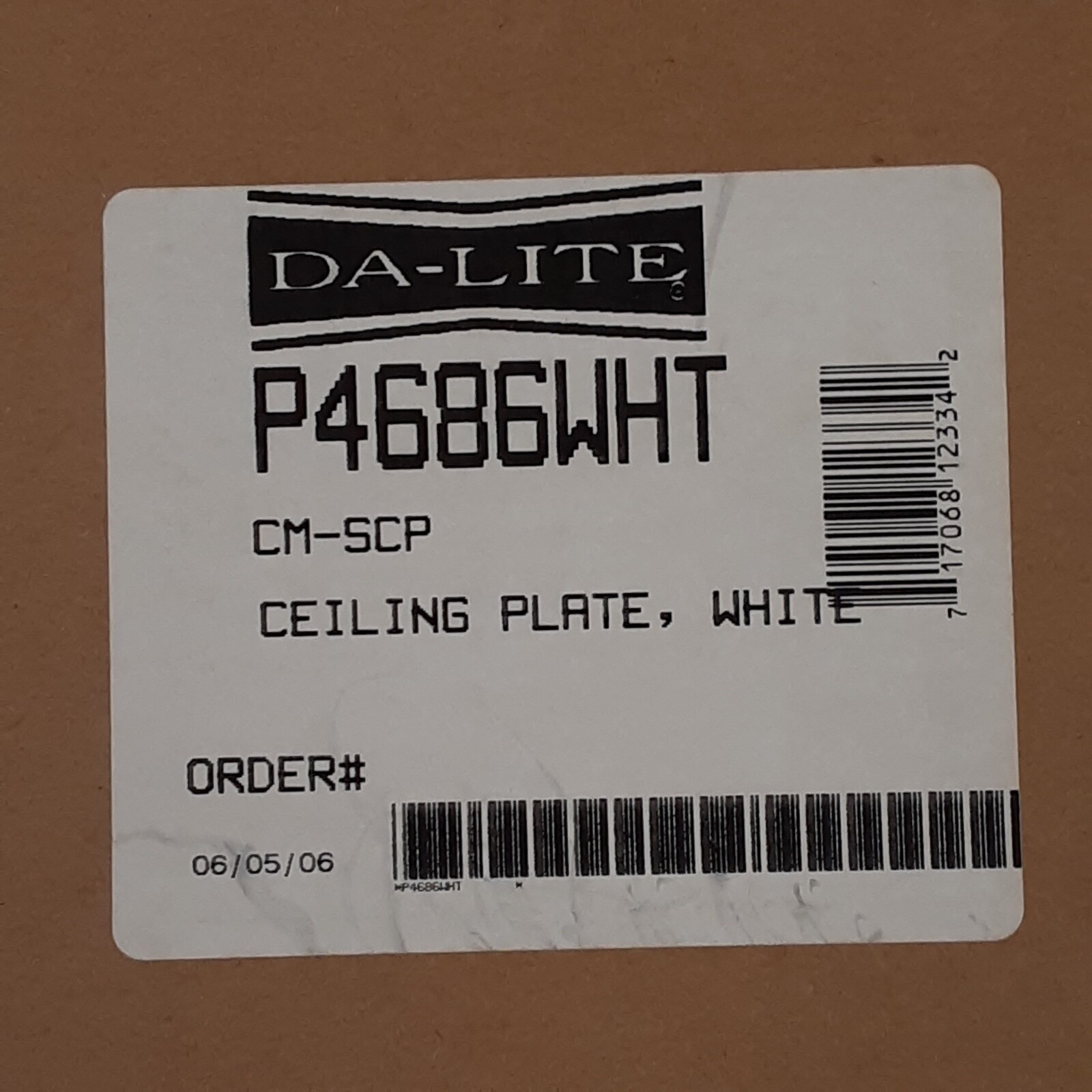 Da-Lite P4686WHT Ceiling Plate 24" Square...NEW!