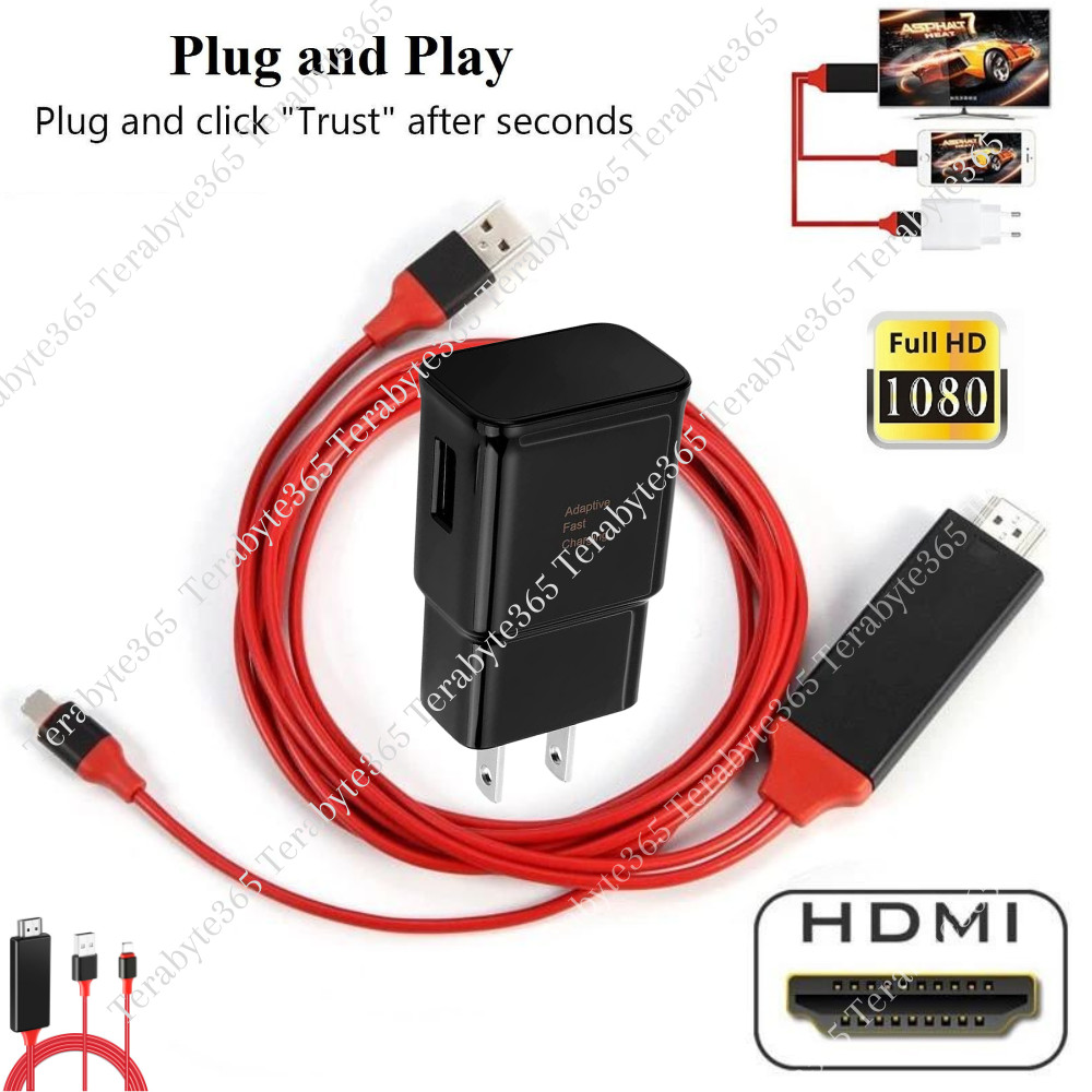 For iPhone 14 12 Pro 8 6 HDMI Mirroring AV Cable Phone to TV HDTV Adapter 1080P