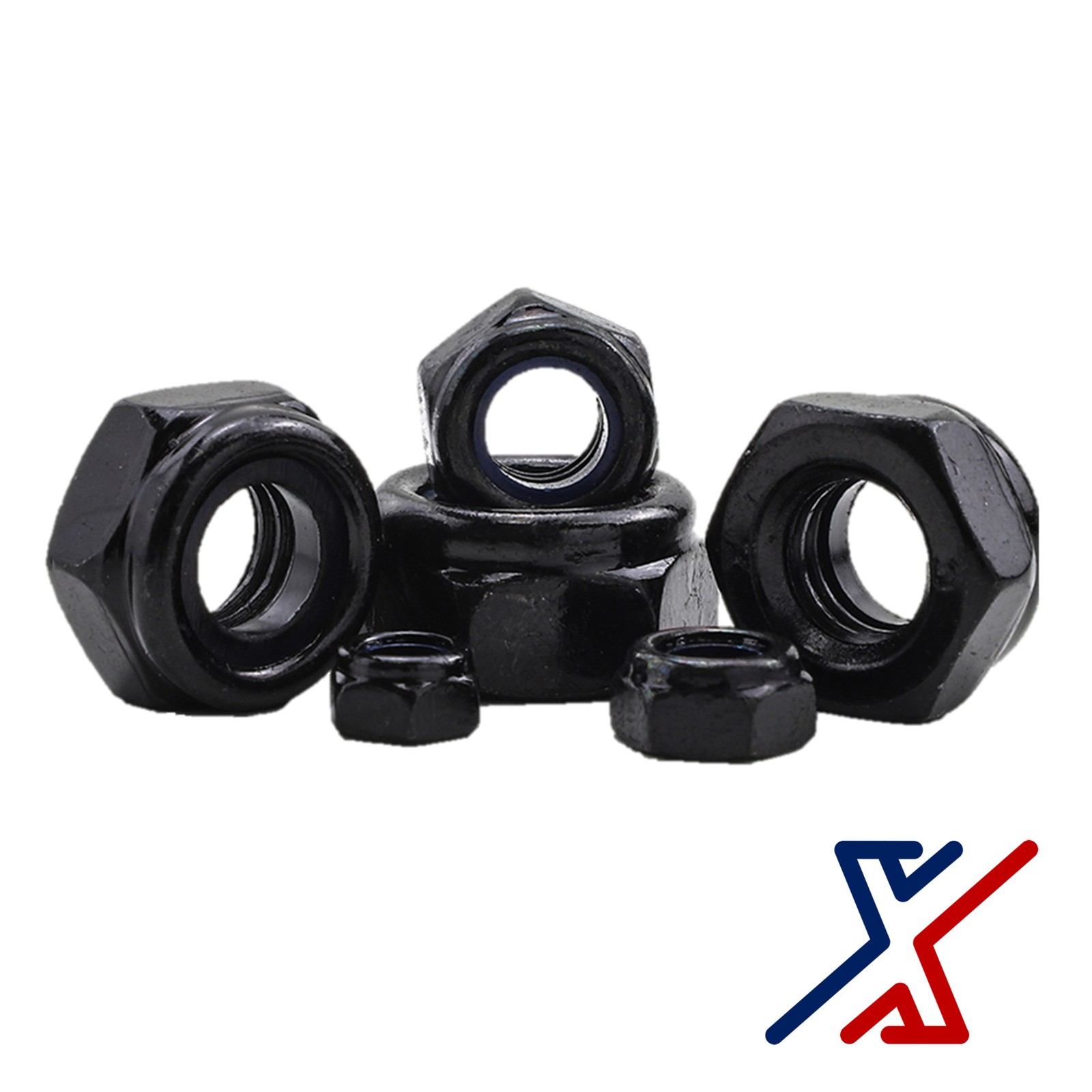 8-32 Black-Oxide C.R. 18-8 Stainless Steel Nylon-Insert Locknuts by X1Tools
