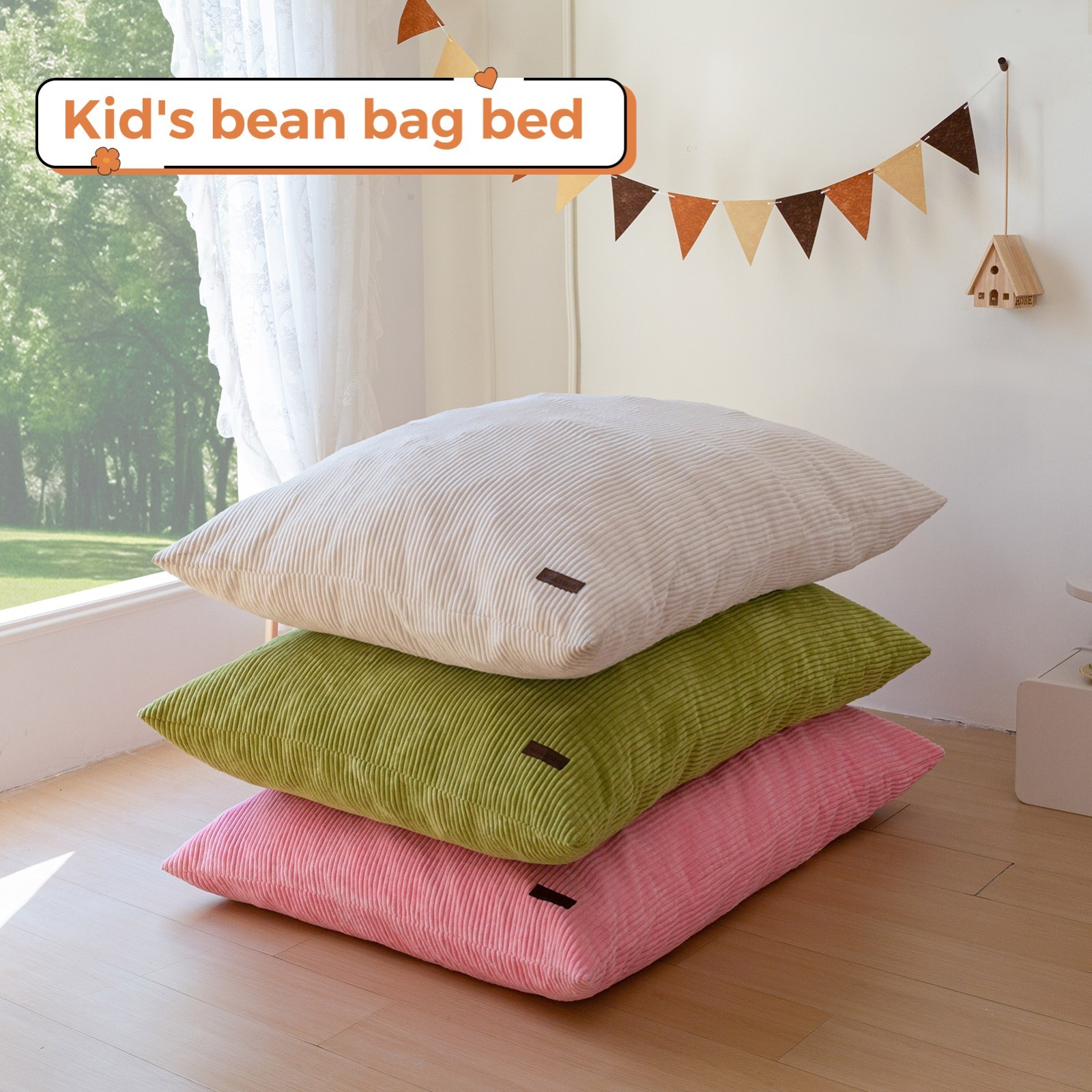 MAXYOYO 3-in-1 Kids Bean Bag Bed,Convertible Kids Bean Bag Chair Floor Lounger