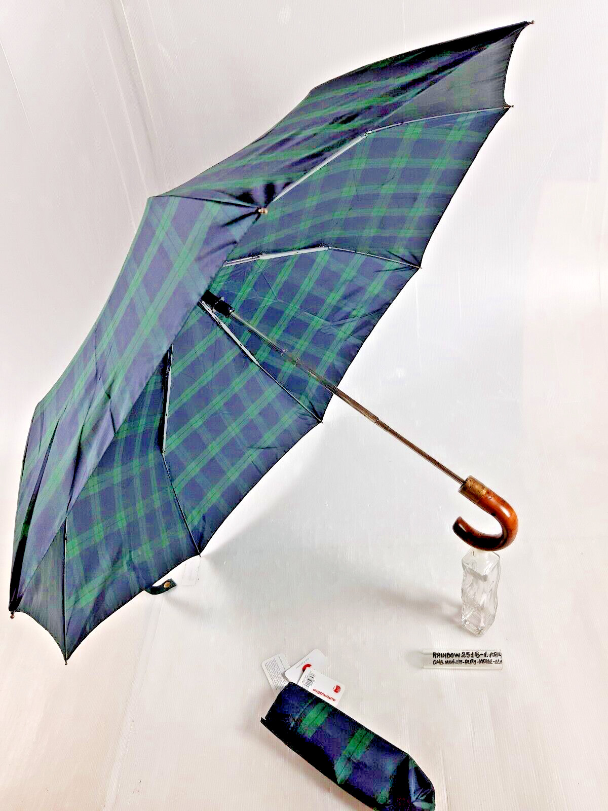 Unisex Mini Umbrella - Automatic - 8 Sticks - Blue/Green - 25181 - Rainbow