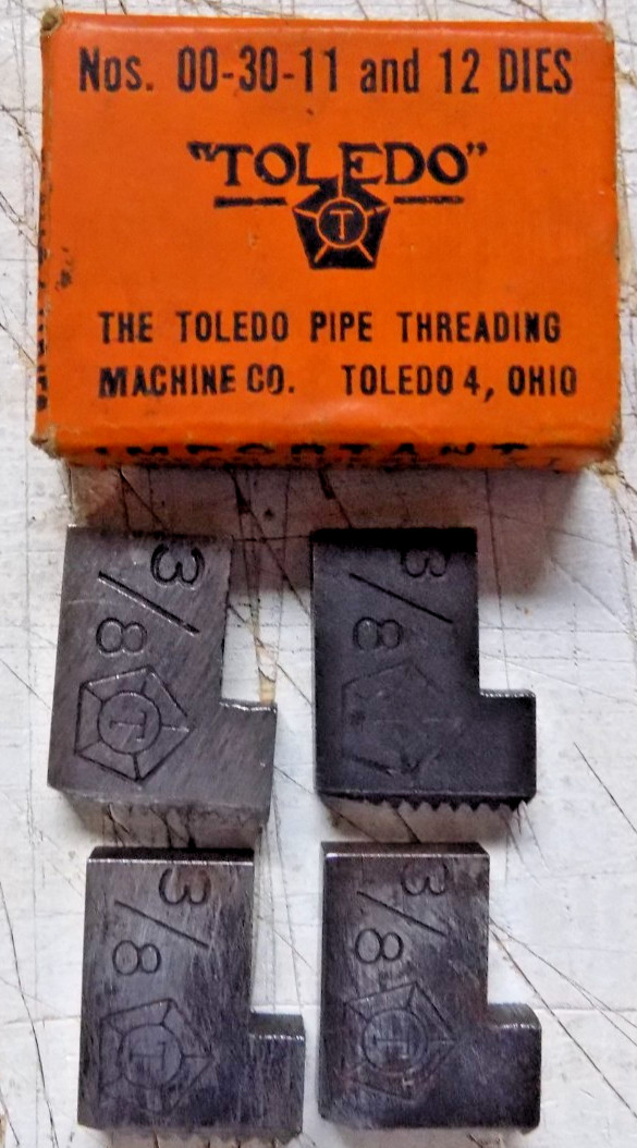 TOLEDO Pipe Threading  No 11 & 12 3/8 " DIES In Box 00-30-11&12