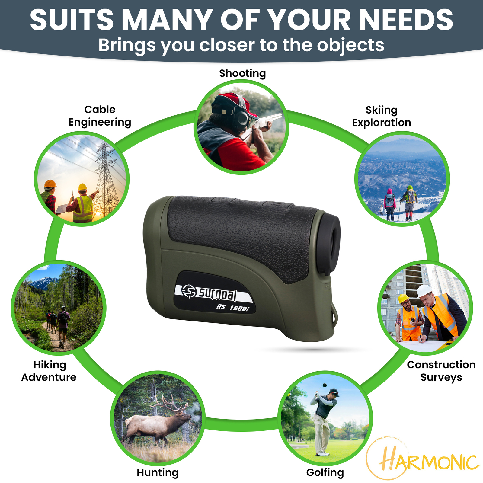 Surgoal HD 1600YD Laser Rangefinder Distance Measurer Accuracy±0.5YD All-purpose