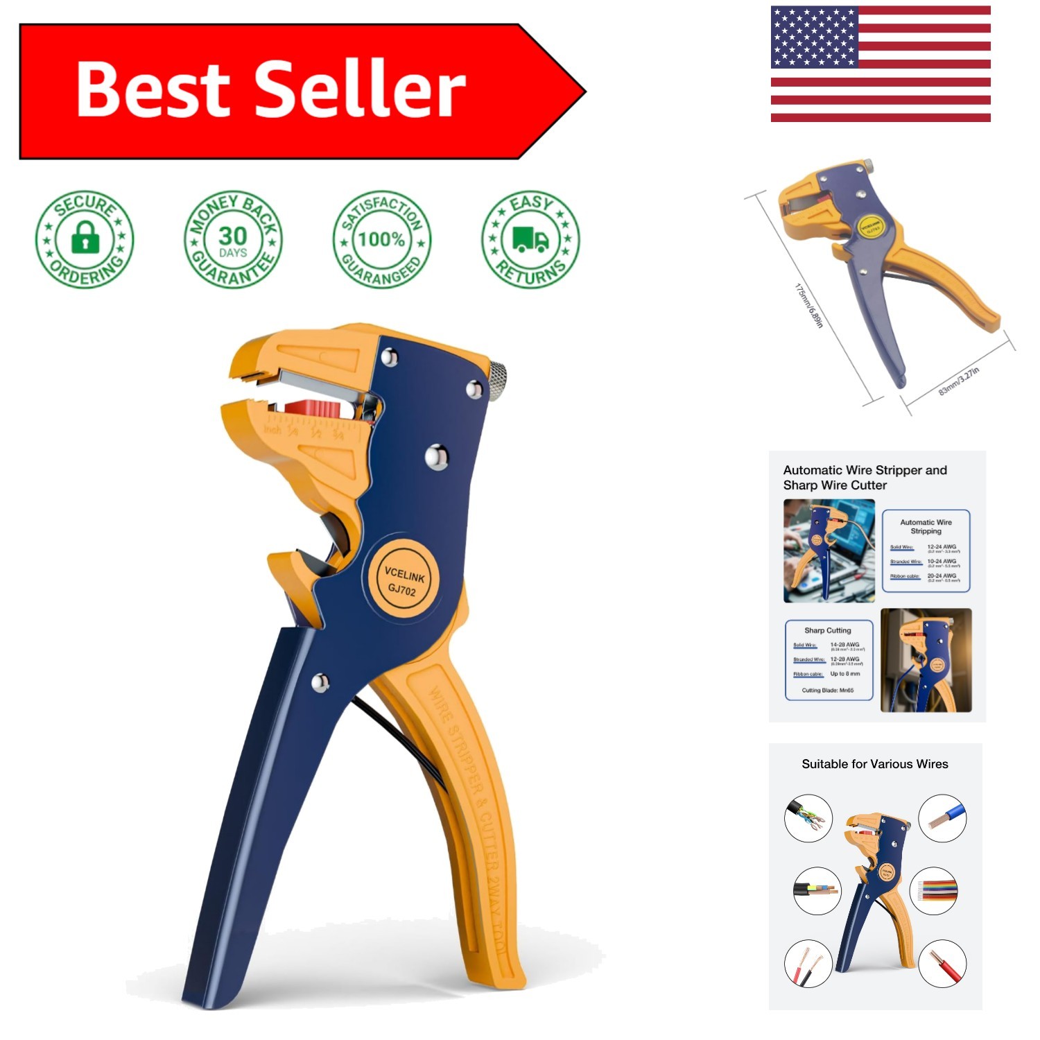Master the Art of Wiring with 2-in-1 Self-Adjusting Wire Stripper 7-Inch Tool