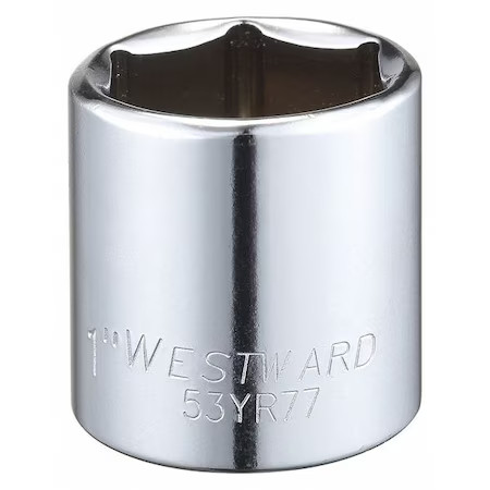Westward 53Yr77 Westward 3/8 In Drive, 1" Hex Sae, Socket, 6 Points,  Steel,