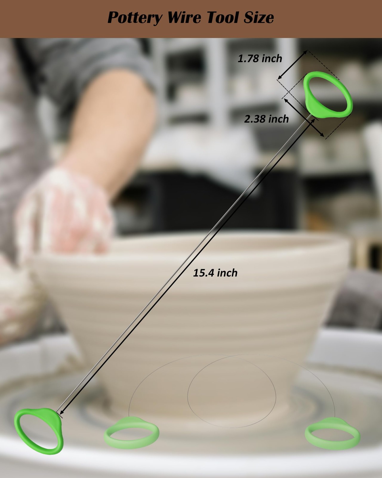 Pottery Wire Tool, Clay Cutting Wire, Green Handle Standard