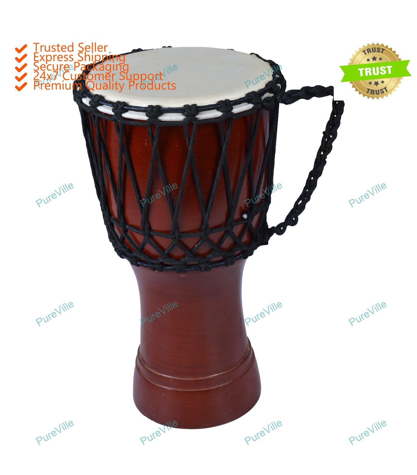 Solid Metalic Red African Djembe Drum Bongo Wood Good Sound Musical Instrument