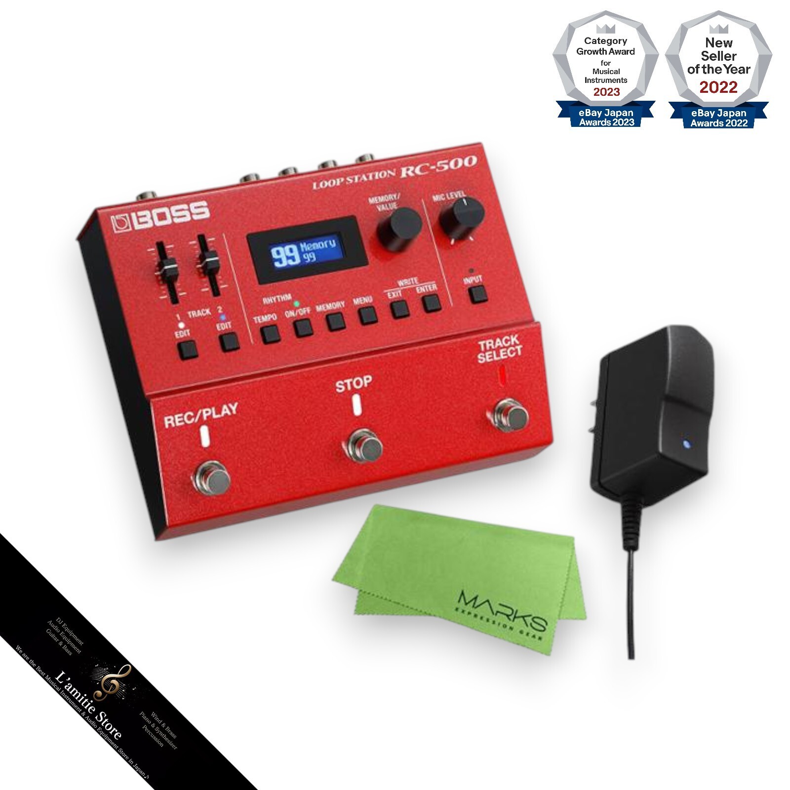 Boss RC-500+AC Loop Station Dual Track Looper Sampler Guitar Pedal Japan RC500