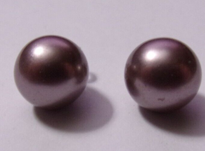 Vintage Light Lavender Balls Pierced Stud Earrings - .925