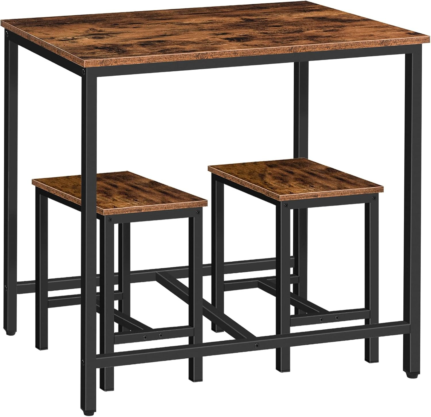 3-Piece Industrial Dining Table Set, Kitchen Table, Space Saving Dinette for Kit