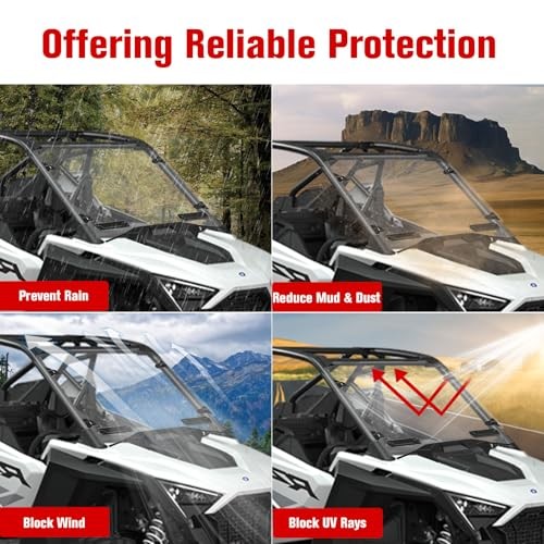 Full Windshield for RZR PRO, Clear Hard Coated Polycarbonate Vented Windscreen