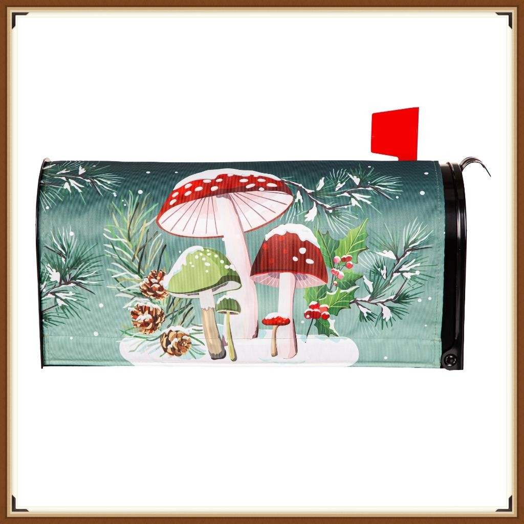 EVERGREEN MAILBOX COVERS * WOODLAND WINTER MUSHROOM * MAGNETIC COVER ✧ BRAND NEW