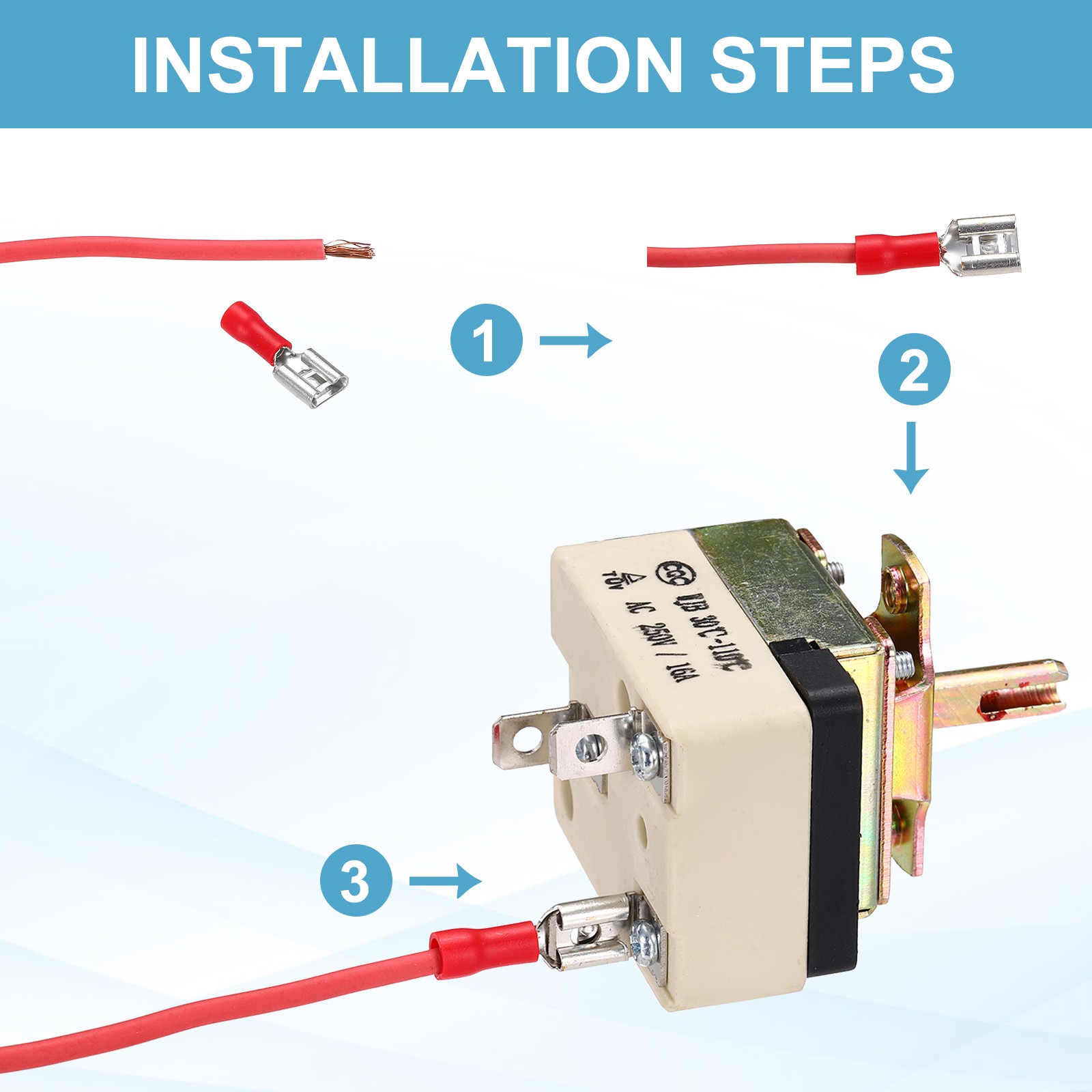 2pcs Temperature Control Switch 250V 16A 60-200°C Capillary Thermostat