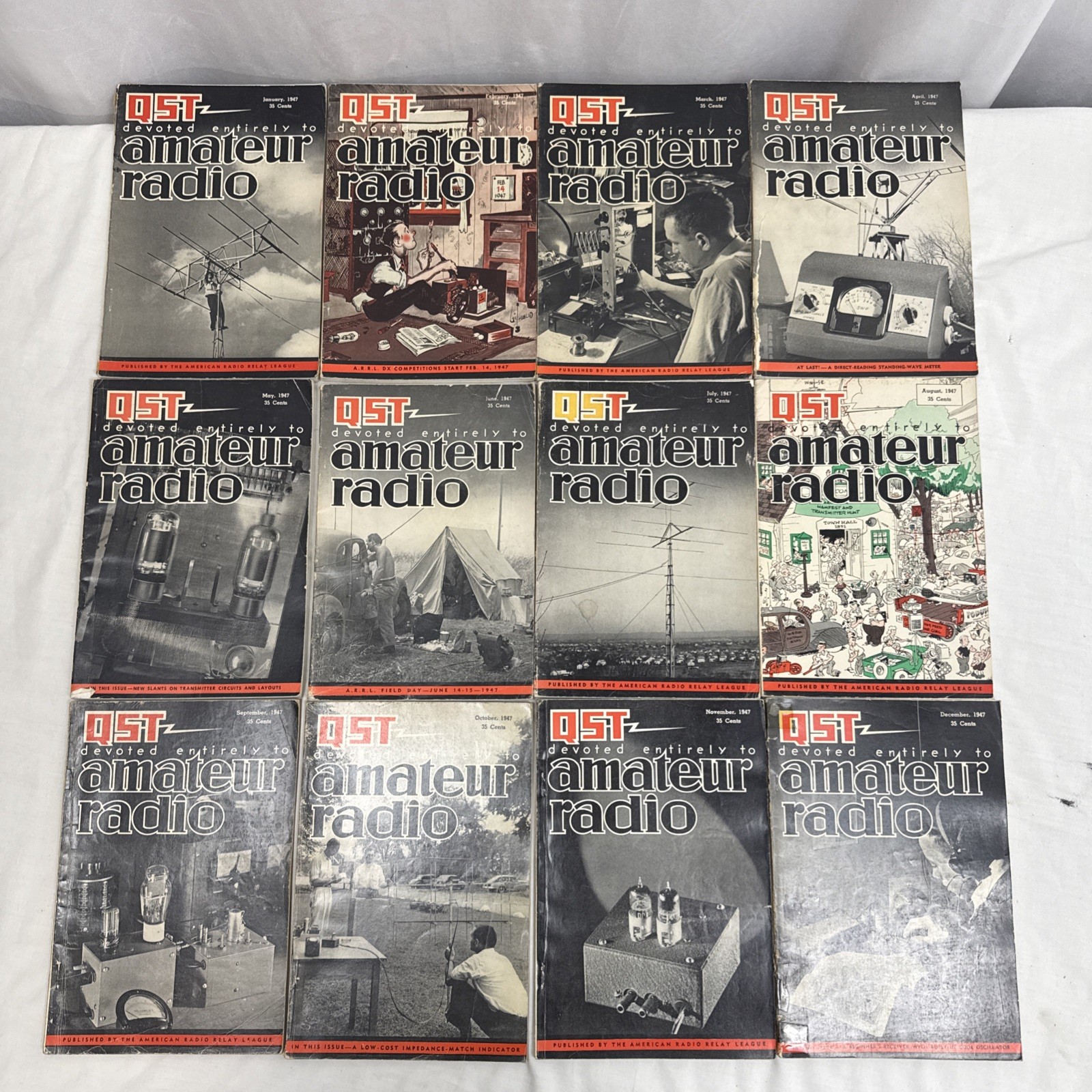 1947 QST Amature Radio Magazine Complete 12 issue year