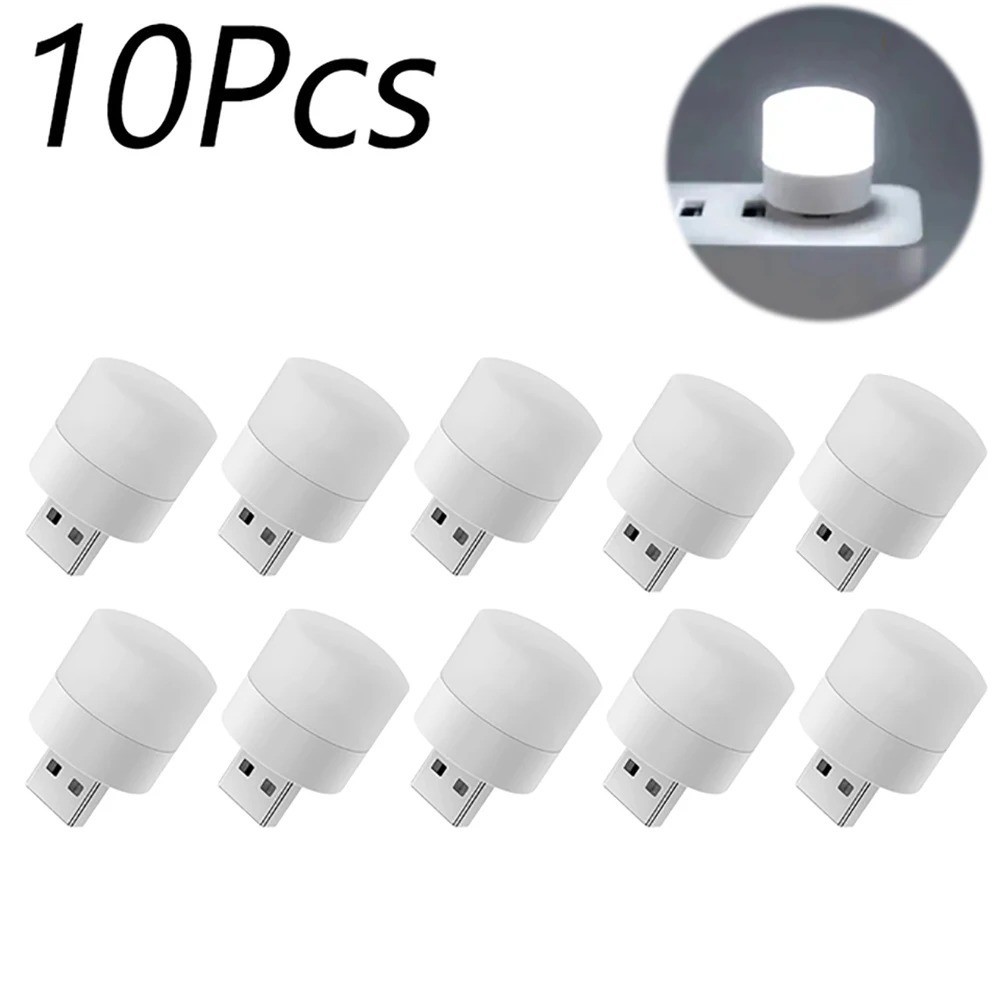 10X Mini USB LED Night Lights Warm White for Reading & Travel Use - NEW