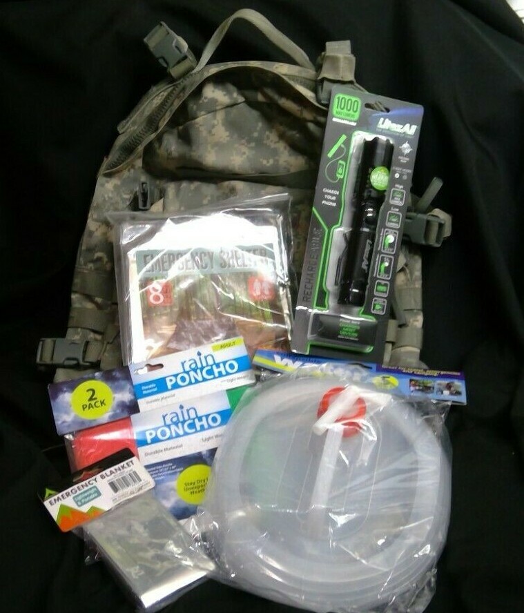 US MILITARY ACU Assualt Backpack USMC Army Bag Led Water Jug Tent Survival Kit