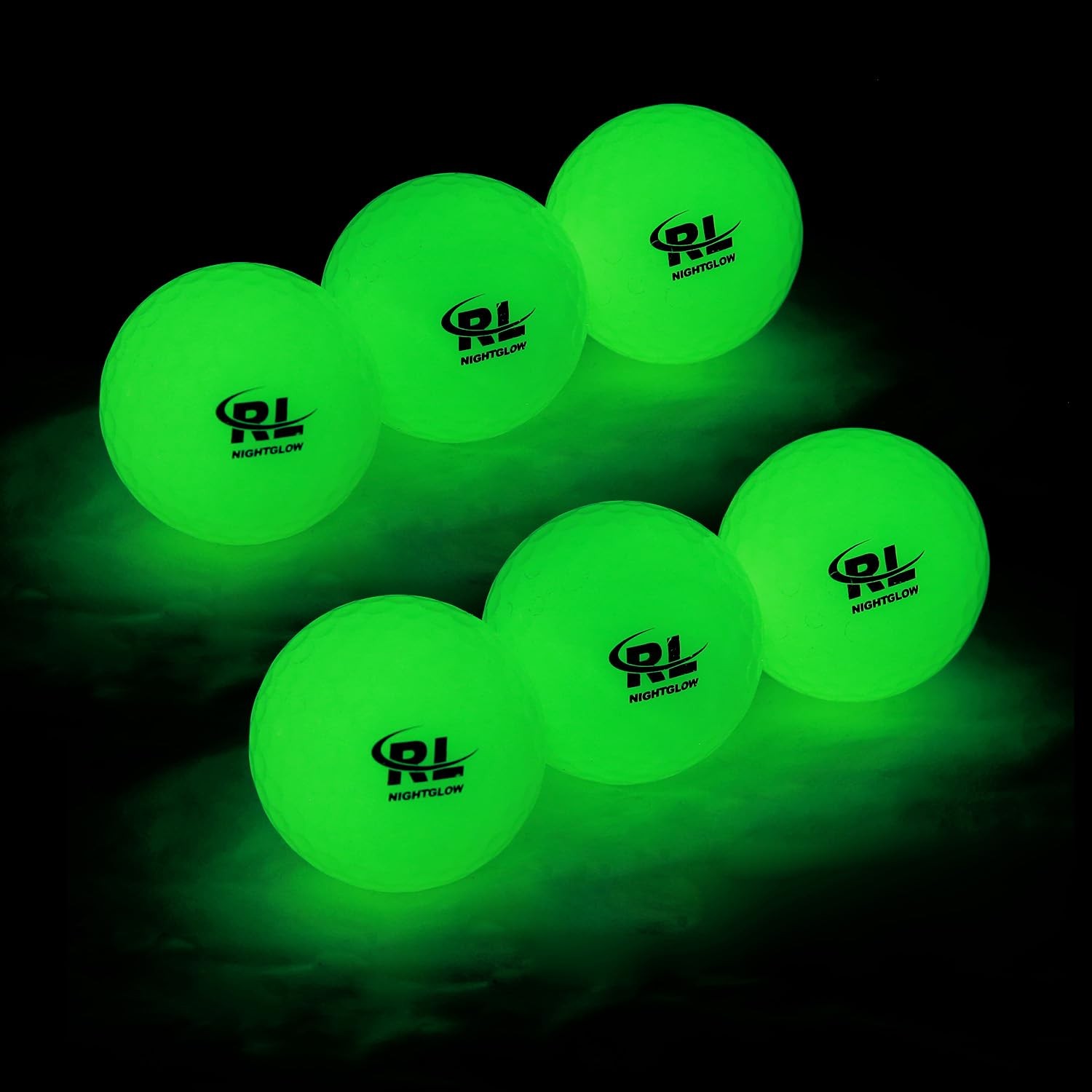 R&L Glow Golf Balls for Night Sports 6 Pack + Flashlight, 6 + Flashlight