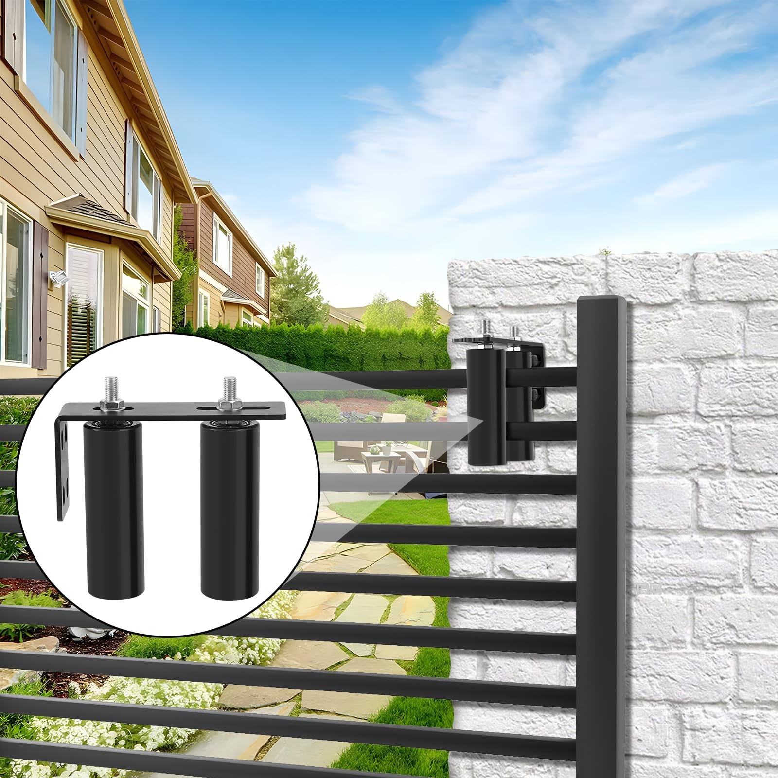6"Gate Roller Guide,Sliding Gate Hardware with L-Sliding 6inch, Black