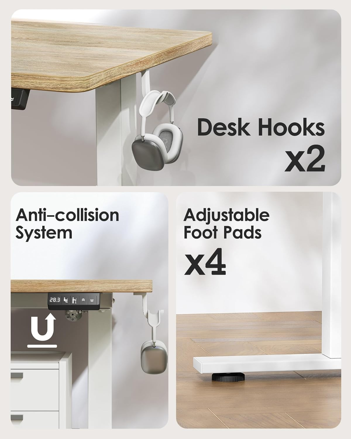 48 X 24 Inch Height Adjustable Electric Standing Desk, Maple | Smooth Height Adj