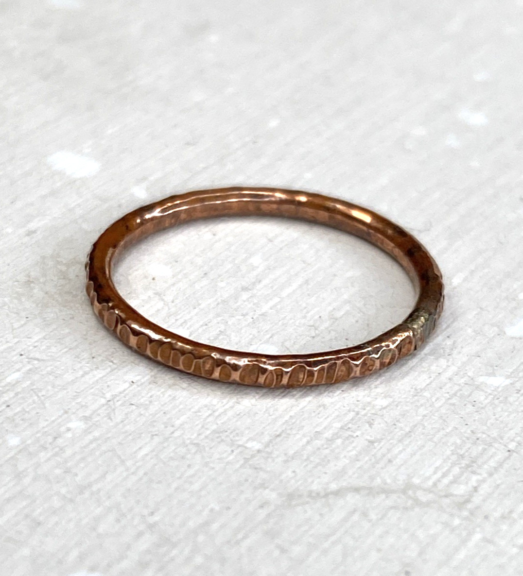 Copper Ring Stackable Hammered Rings band Size 6.5 Wedding Ring Unisex thin 2mm