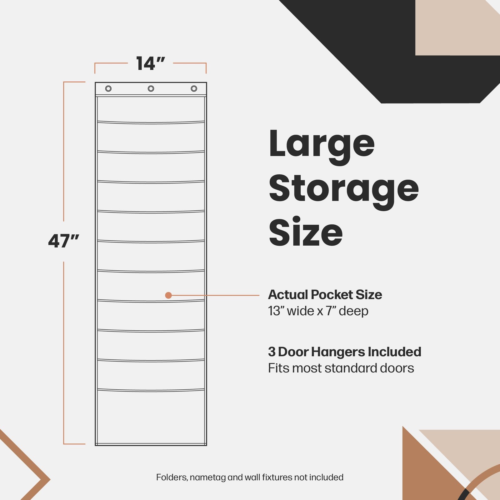Clear Blue 10 Pocket Storage Organizer Chart For Classroom Hanging Wall File