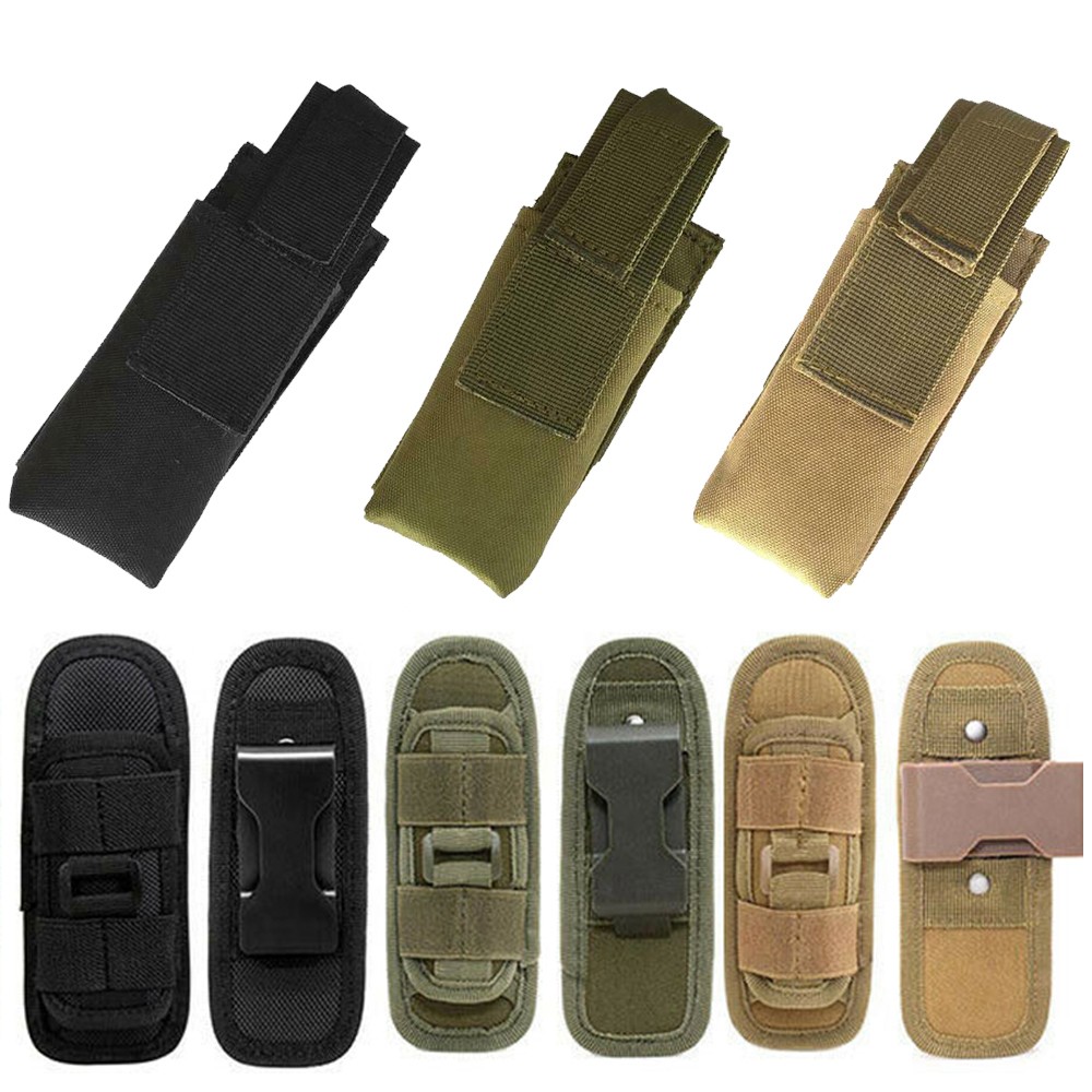 Tactical Molle Flashlight Pouch Holster Flashlight Torch Holder Belt Clip Case