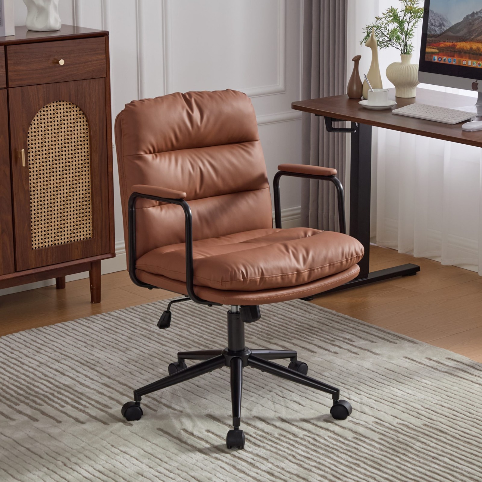 Office Chair Home Office Desk Chair Rolling Swivel Chair with Padded Armrest