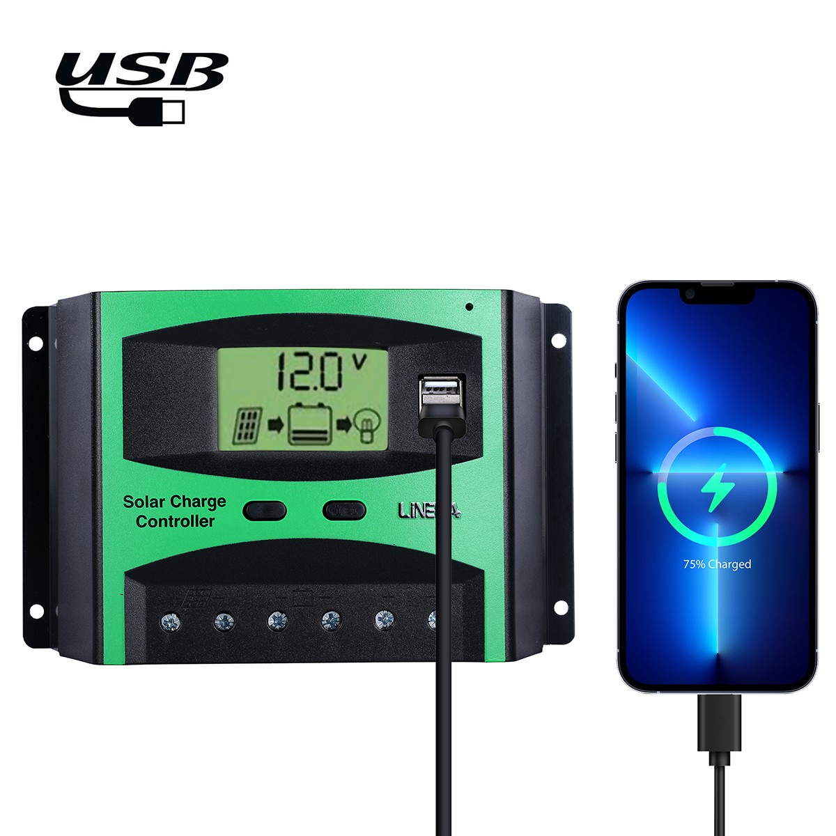 100A PWM Solar Panel Regulator Charge Controller Auto Focus Tracking 12V/24V/48V