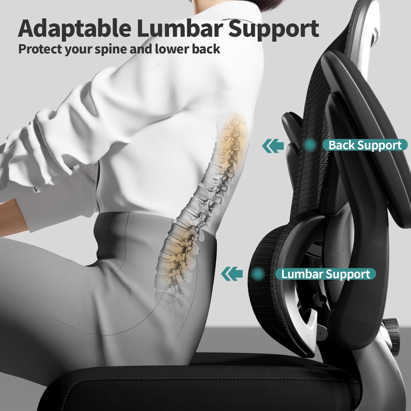 Ergonomic Office Chair with Adjustable Lumbar Support and Mesh Design