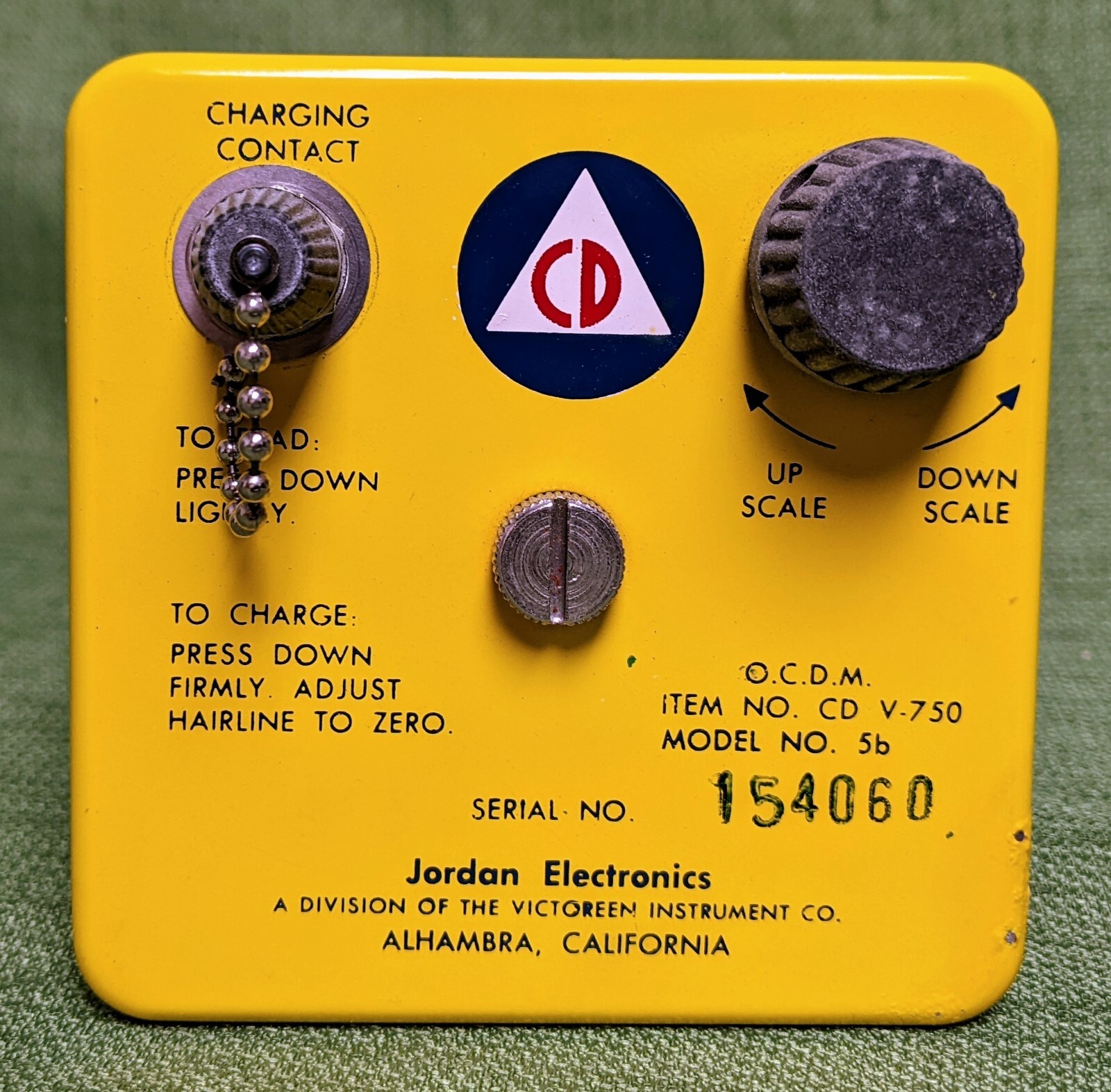Jordan Electric Radiological Dosimeter Charger Model 5b