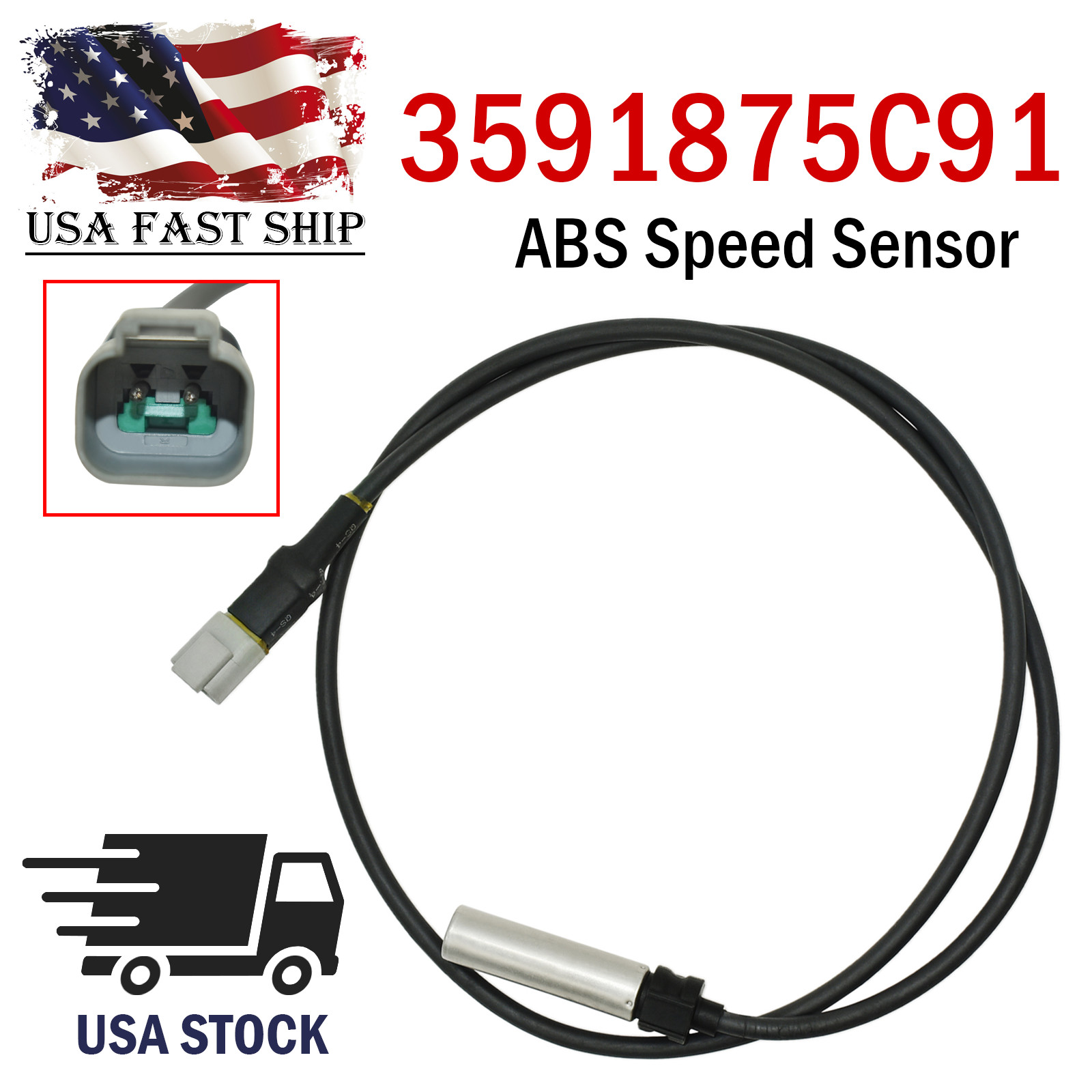 ABS Wheel Speed Sensor 40" BAN801553 5010403 3591875C91 BX801553 5C4Z-2C204-CA