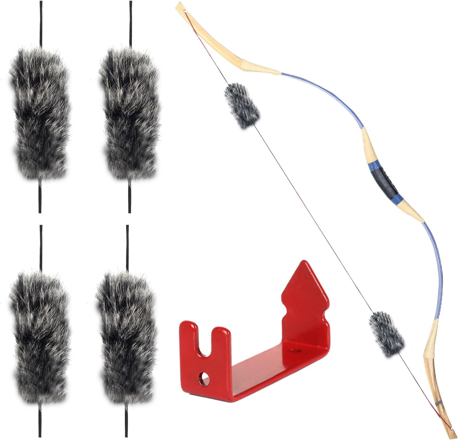 Archery Bow String Silencers - 2 Pair Otter Hide & String Separator Recurve Bow