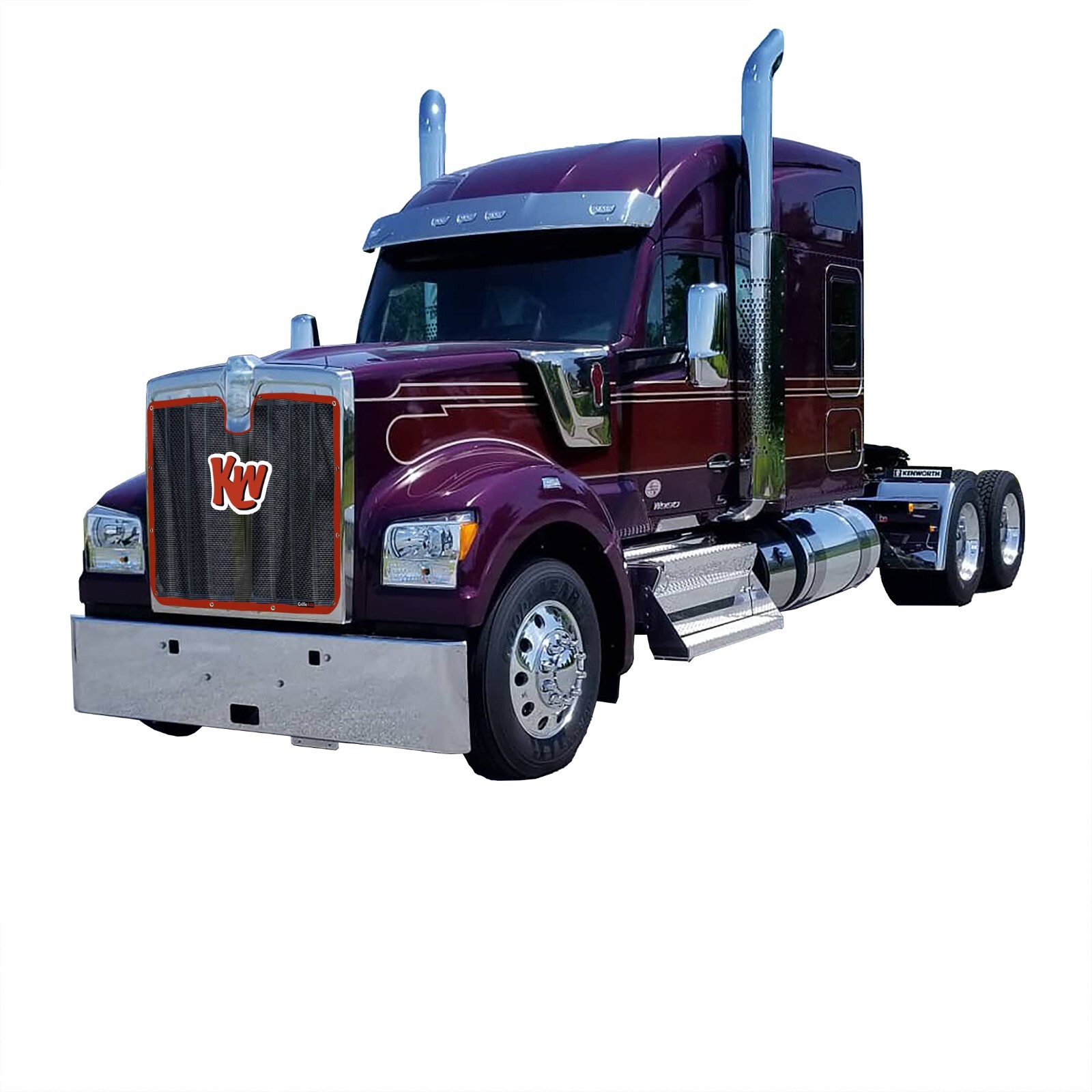 Premium Red KW Mesh Bug Screen Fits Kenworth W990 By GrilleAdz